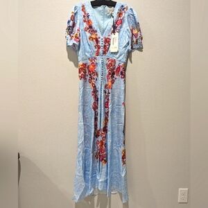 SALONI Lea Printed Silk Midi-dress